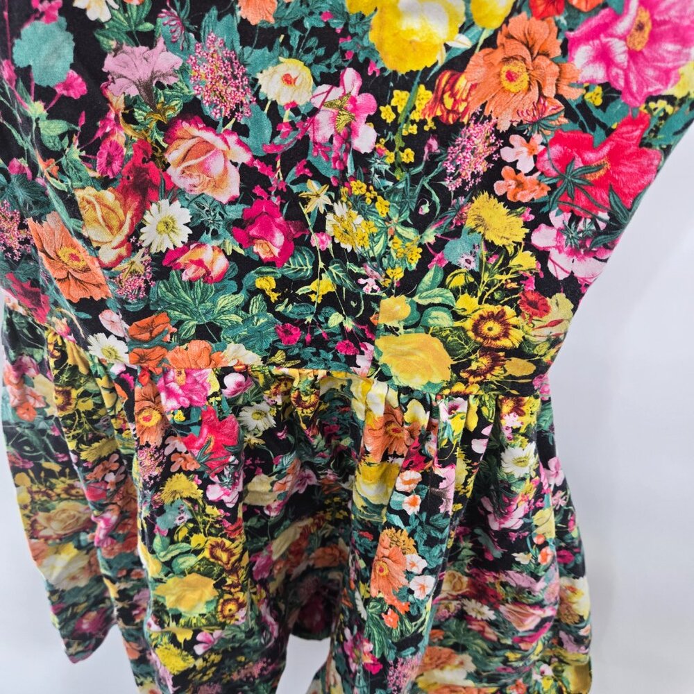 Zara Basic Black Floral Butterfly Fit and Flare Sleeveless Mini Dress Size Small - Picture 12 of 13